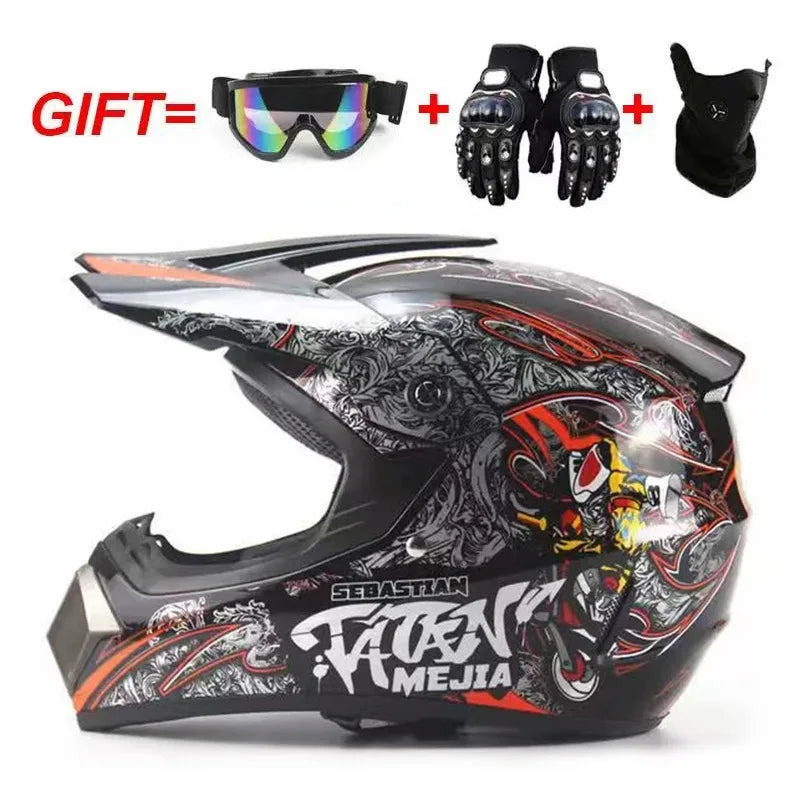 Cross-border ABS Full-face Off-road Helmet Cool Motorcycle Mountain Bike ATV Adult Unisex All-season Use Customizable Pattern