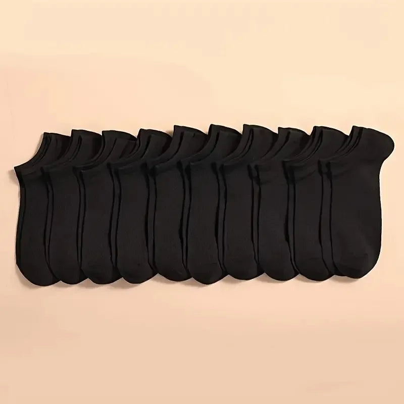 10 or 20pairs Unisex Casual Plain Color Boat Socks Thin Breathable Comfy Anti-odor Low Cut Ankle Socks for Men Women Lightweight