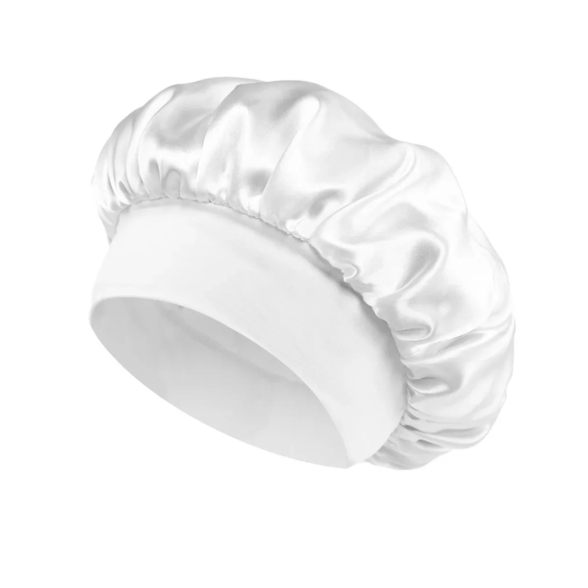 Satin Sleep Bonnet – Wide-Brim Hair Care Hat with Elastic Band