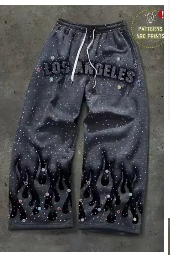 Spring/Summer Y2k Pants Hip Hop Men Loose 3D Print Trousers Casual Sweatpants Mid Waist Sporty Female Streetwear Vintage Pants