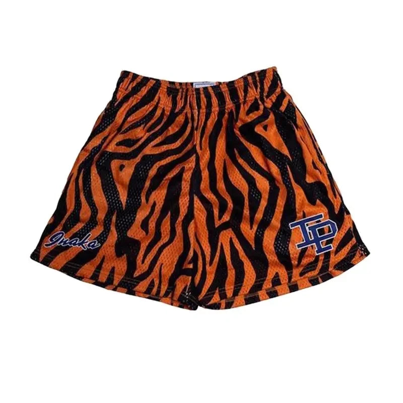 Summer Men's INAKA IP Animal Print Mesh Shorts Drawstring Elastic Waist Breathable Quick Dry Gym Workout Fitness Casual Pants