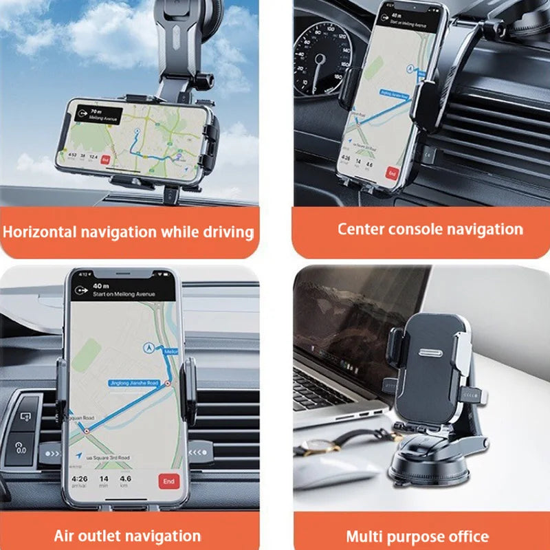 Universal Car Phone Holder - Dashboard Windshield Desk Mount for GPS Navigation Secure Hanging Bracket