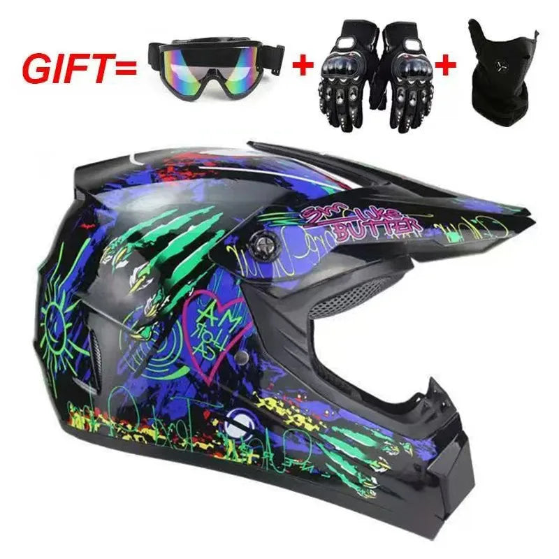 Cross-border ABS Full-face Off-road Helmet Cool Motorcycle Mountain Bike ATV Adult Unisex All-season Use Customizable Pattern