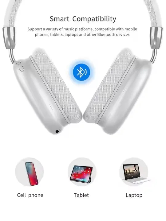 Wireless Over-Ear Headphones – Hi-Fi Stereo Bass with Mic & Noise Cancelling Gaming Earphone