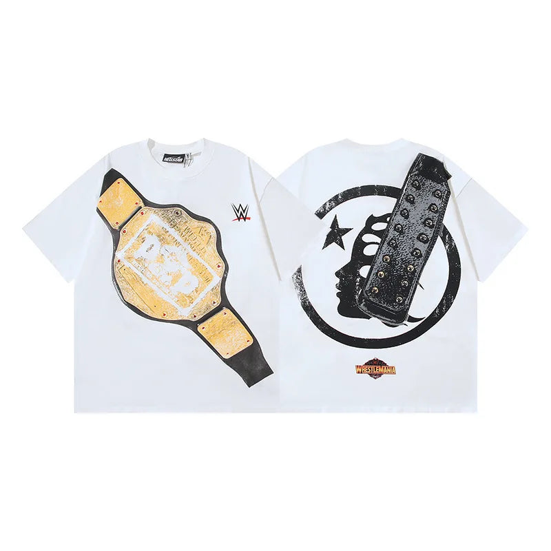 Top Quality Hell Street Star New Retro Pure Fashion Brand Men's and Women's Loose and Thin Cotton Casual Five Cent Men T-shirt