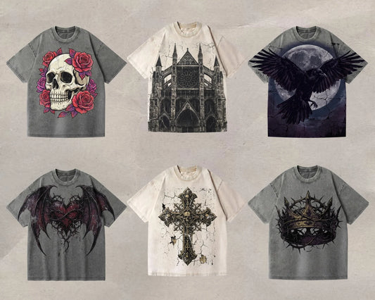 Washed Distressed 100% Cotton Silk Screen Printed T-shirt 230gsm High Quality Oversize Formal Long Breathable Quick Dry Anti-UV