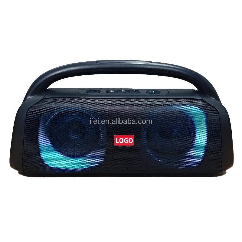Portable Power IFeiGift-5501 Wireless Speaker Dual 5.25inch with Colorful RGB LED Lighting for Home School Party Outdoor Use