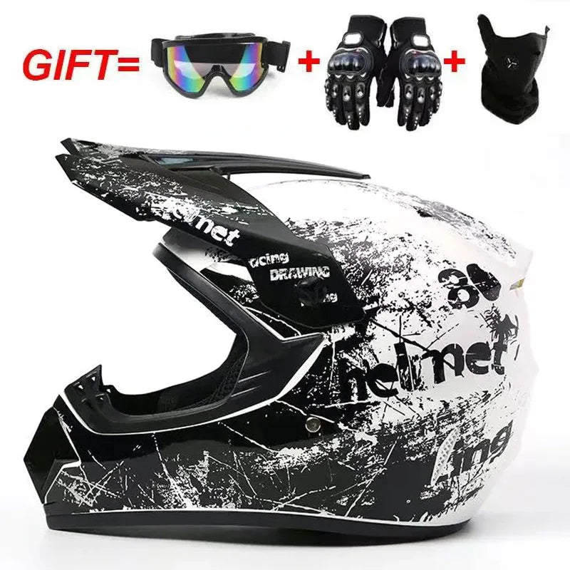 Cross-border ABS Full-face Off-road Helmet Cool Motorcycle Mountain Bike ATV Adult Unisex All-season Use Customizable Pattern