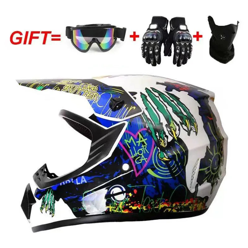 Cross-border ABS Full-face Off-road Helmet Cool Motorcycle Mountain Bike ATV Adult Unisex All-season Use Customizable Pattern