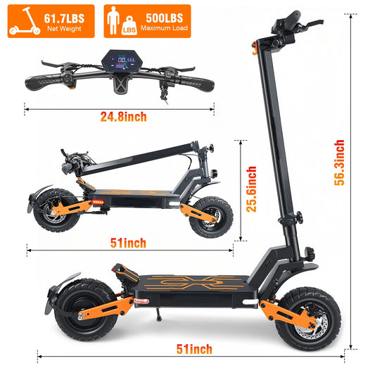 Carry-On All Terrain Dual Motor Electric Scooter 1000W 48V 18Ah Lithium Battery Foldable Waterproof Full Suspension