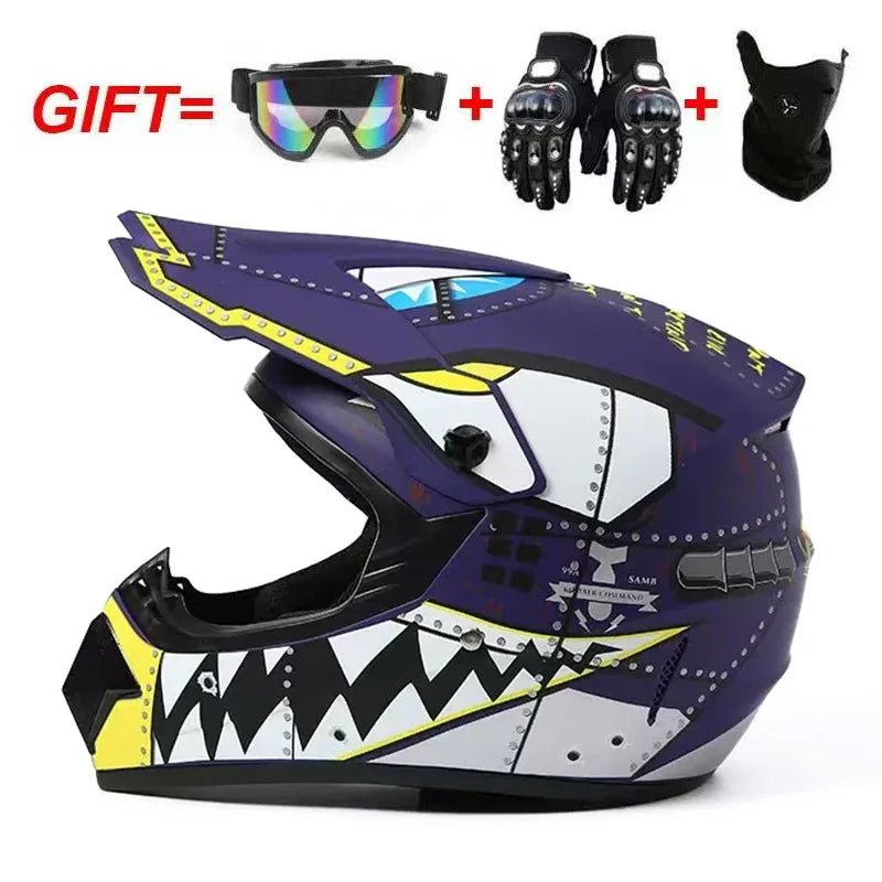Cross-border ABS Full-face Off-road Helmet Cool Motorcycle Mountain Bike ATV Adult Unisex All-season Use Customizable Pattern