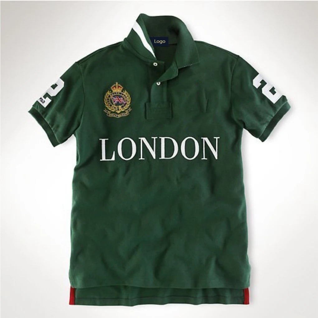 Embroidery Short Sleeve Poloshirt Men Tokyo Rome Dubai Los Angeles Chicago New York City Polo Men's Cotton Polo Shirt