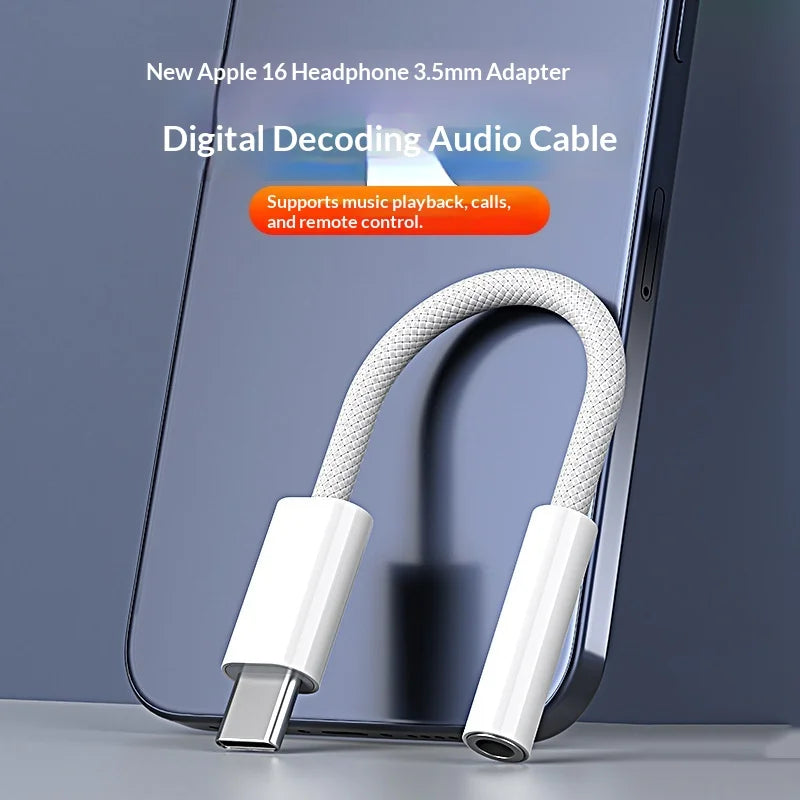 Type-C to 3.5mm Digital Audio Adapter for Playing Music and Charging