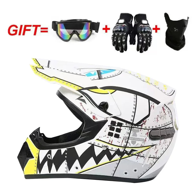 Cross-border ABS Full-face Off-road Helmet Cool Motorcycle Mountain Bike ATV Adult Unisex All-season Use Customizable Pattern