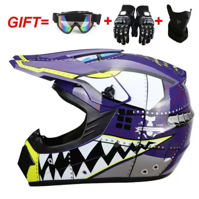 Cross-border ABS Full-face Off-road Helmet Cool Motorcycle Mountain Bike ATV Adult Unisex All-season Use Customizable Pattern