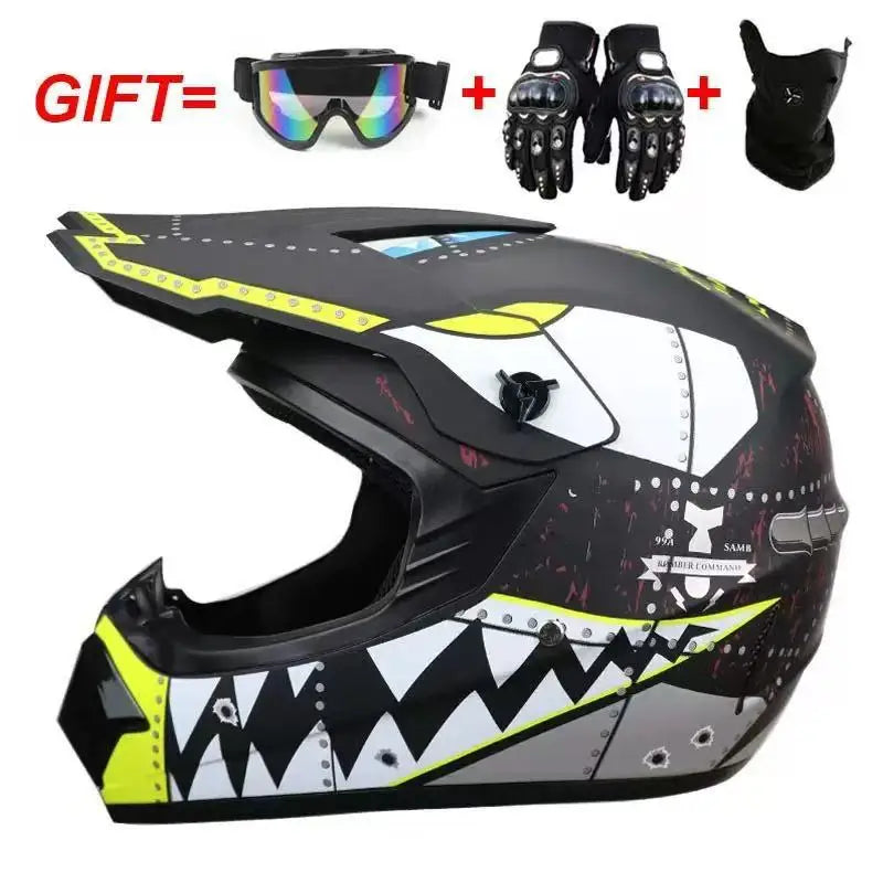 Cross-border ABS Full-face Off-road Helmet Cool Motorcycle Mountain Bike ATV Adult Unisex All-season Use Customizable Pattern