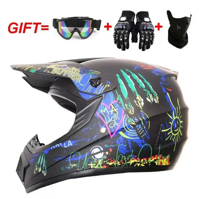 Cross-border ABS Full-face Off-road Helmet Cool Motorcycle Mountain Bike ATV Adult Unisex All-season Use Customizable Pattern