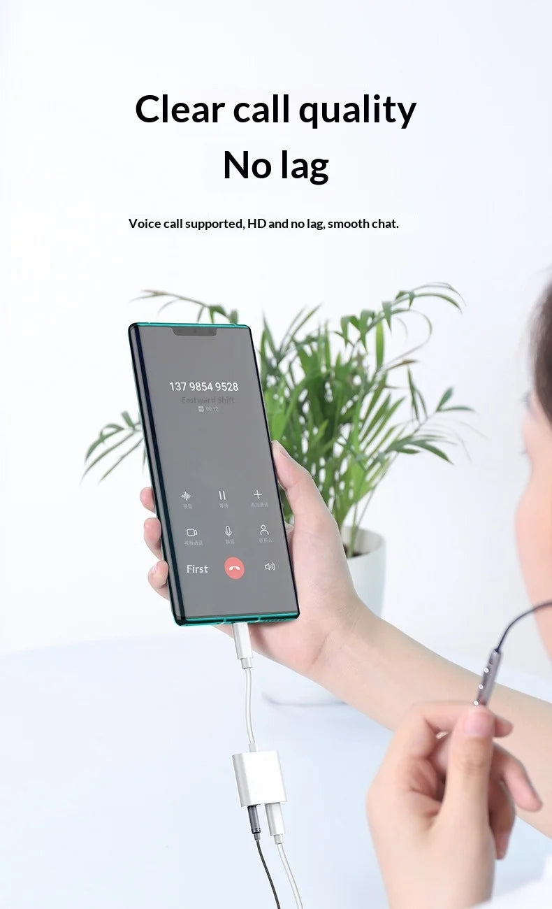 Type-C to 3.5mm Digital Audio Adapter for Playing Music and Charging