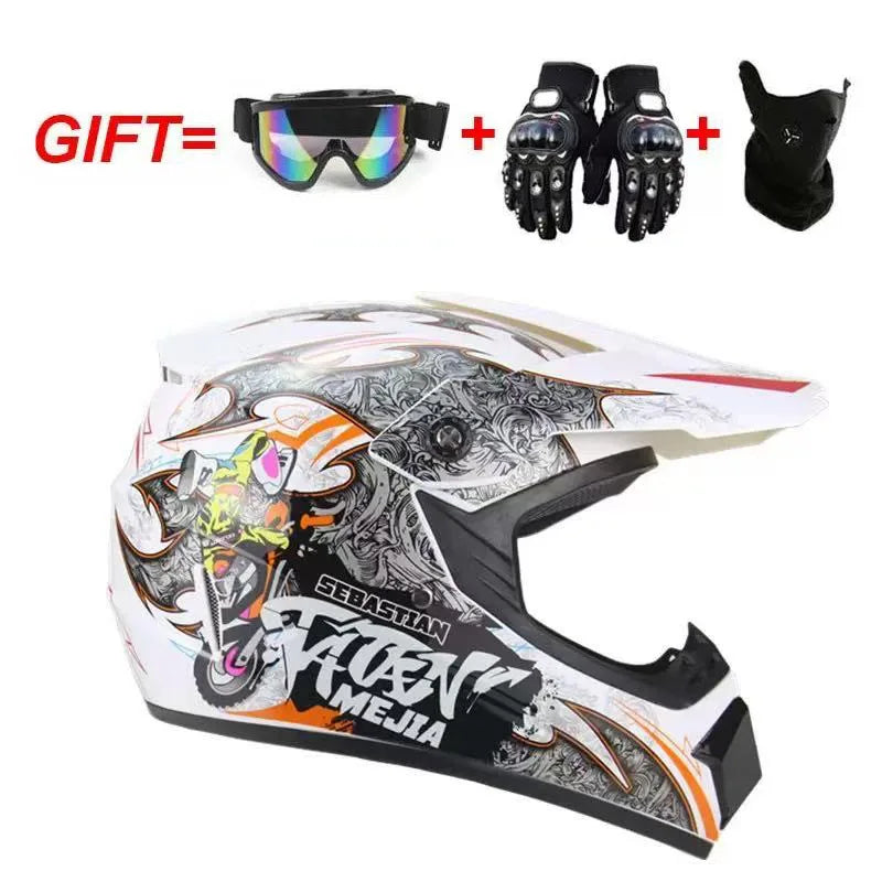 Cross-border ABS Full-face Off-road Helmet Cool Motorcycle Mountain Bike ATV Adult Unisex All-season Use Customizable Pattern