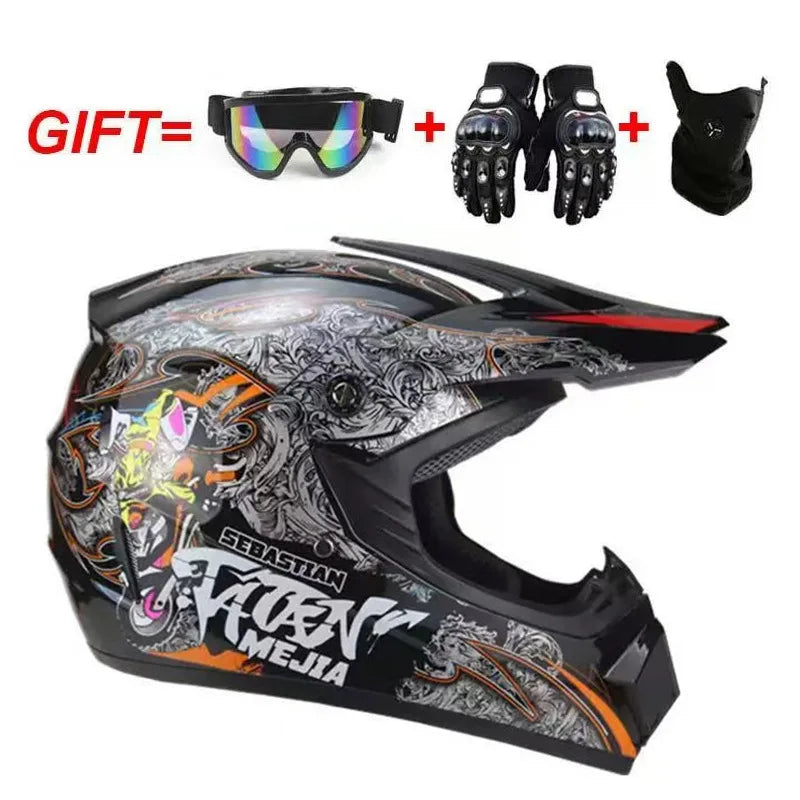 Cross-border ABS Full-face Off-road Helmet Cool Motorcycle Mountain Bike ATV Adult Unisex All-season Use Customizable Pattern