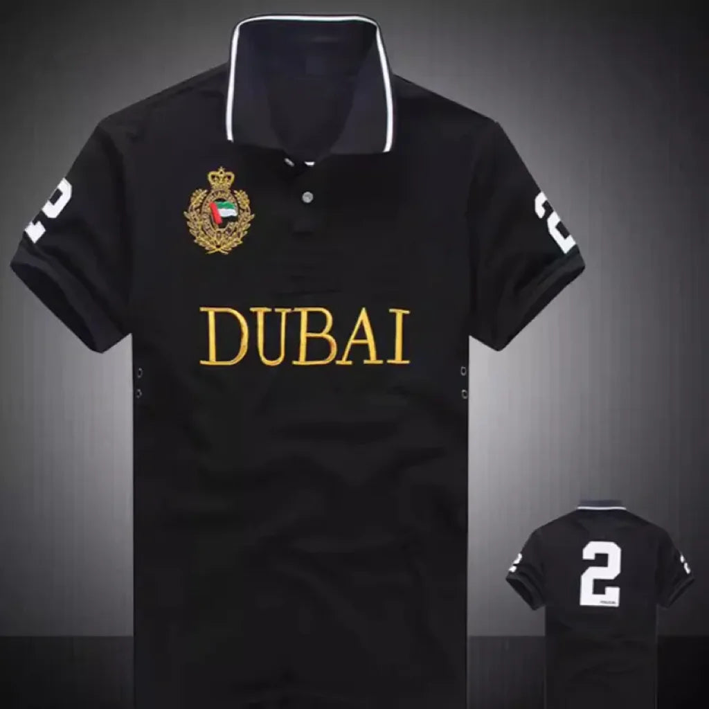 Embroidery Short Sleeve Poloshirt Men Tokyo Rome Dubai Los Angeles Chicago New York City Polo Men's Cotton Polo Shirt