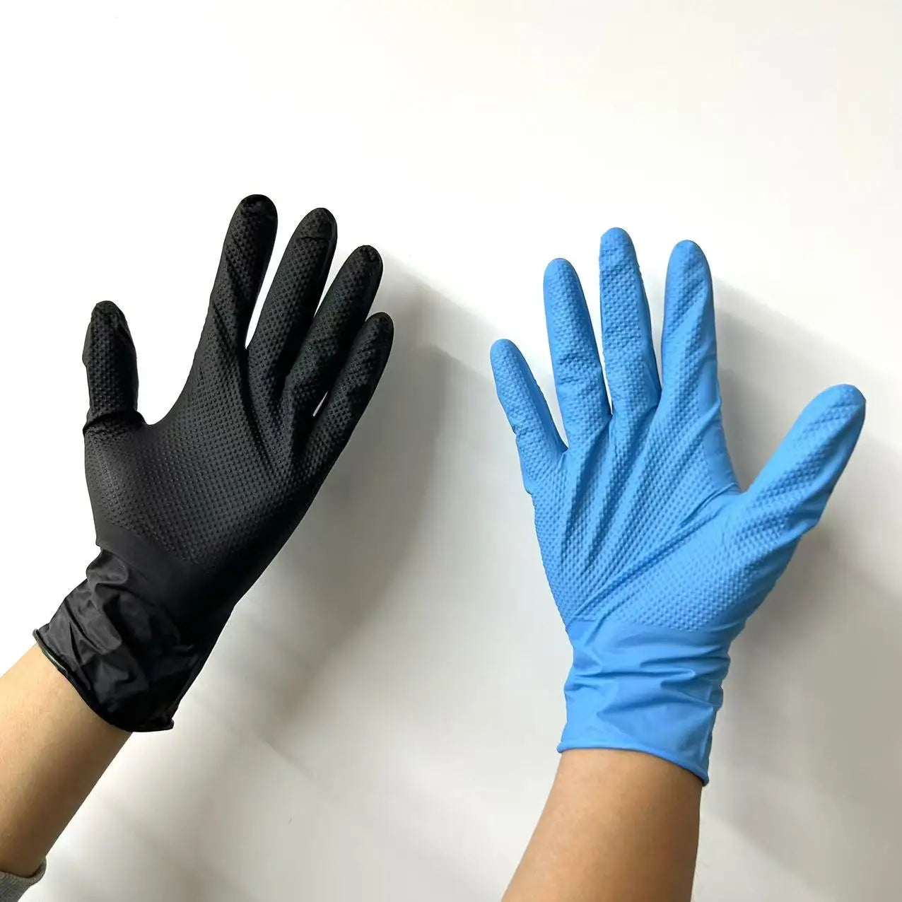 Accept Custom Box Heavy Duty Mechanical Grip Gloves Orange Disposable Glove Diamond Texture Powder Free Black Nitrile Gloves