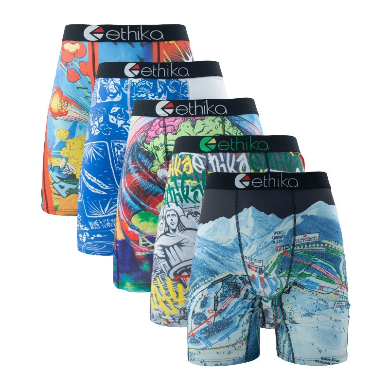 5-Pack Men's Breathable Mesh Boxer Briefs – Plus Size L-3XL Swim Trunks Underwear