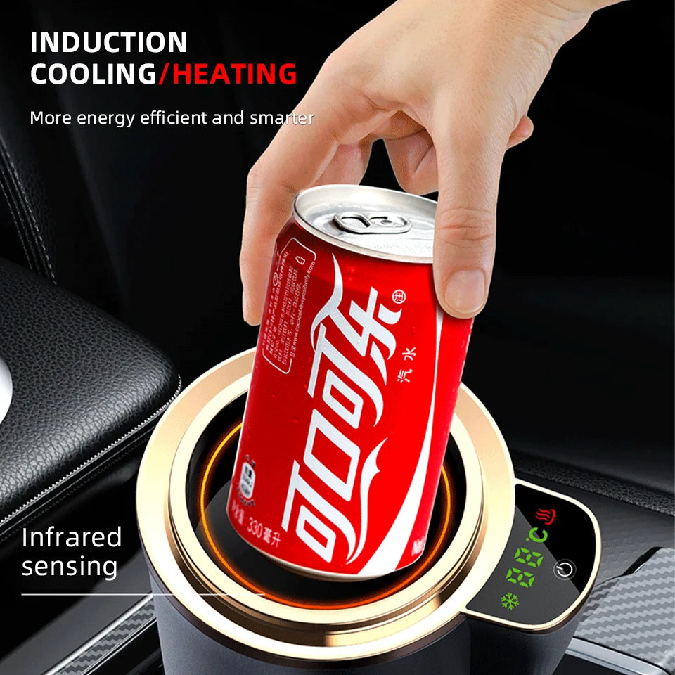 2 in 1 Smart Car Home Thermo Electric Cup Fast Cooling Heating Drink Warmer Cooler Large Screen Big Buttons 12V Plug and Play