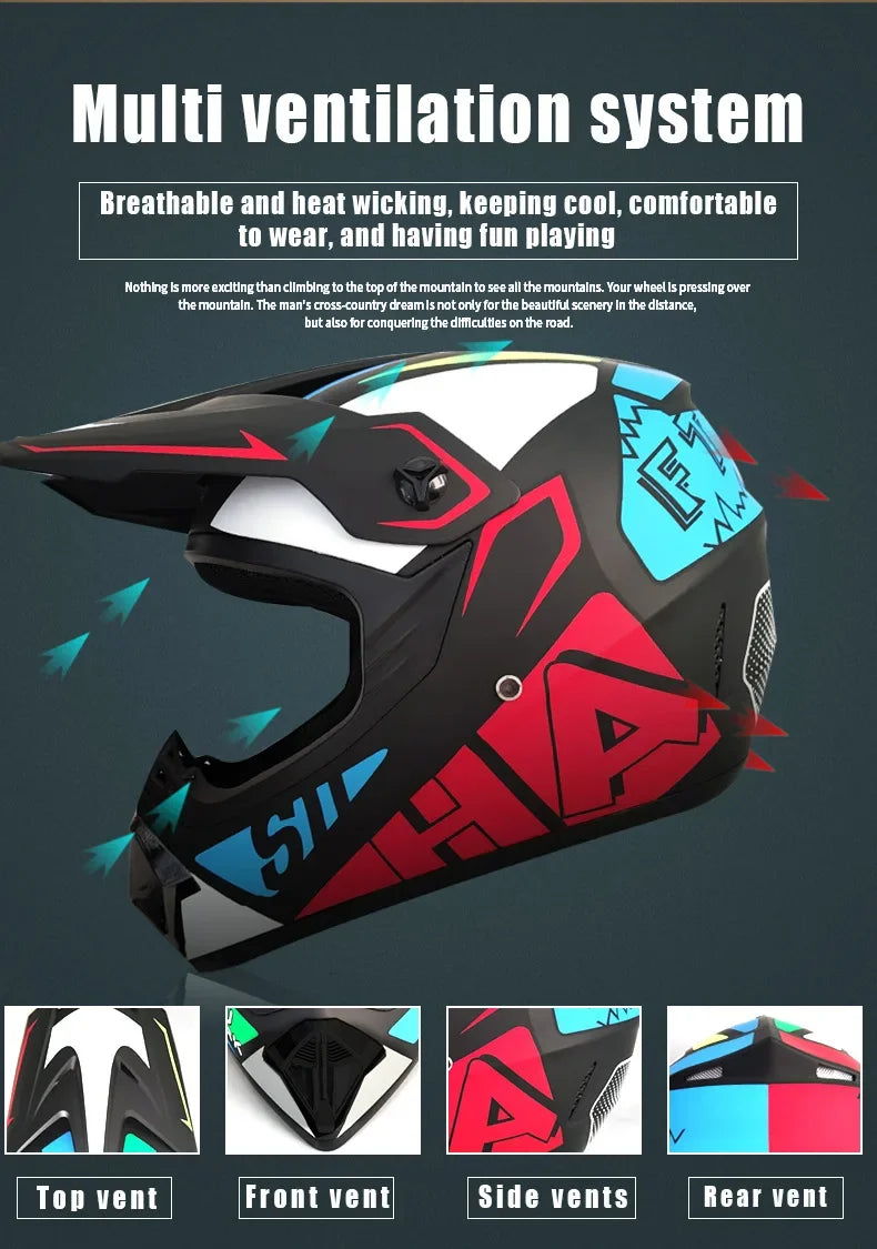 Kids Off-Road Champion Helmet DOT Certified Full Face MX & Dirt Bike Helmet w/ Goggles