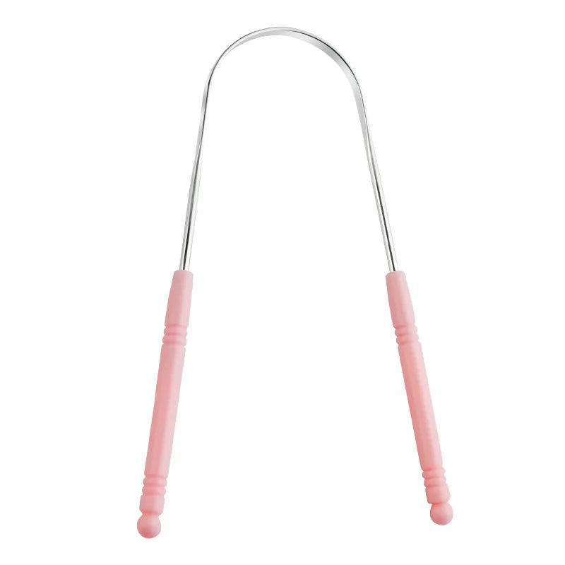 Stainless Steel Tongue Scraper Set For Adult Ergonomic Metal Tongue Cleaner Oral Brush U-shape Easy To Clean Reduce Bad Breath