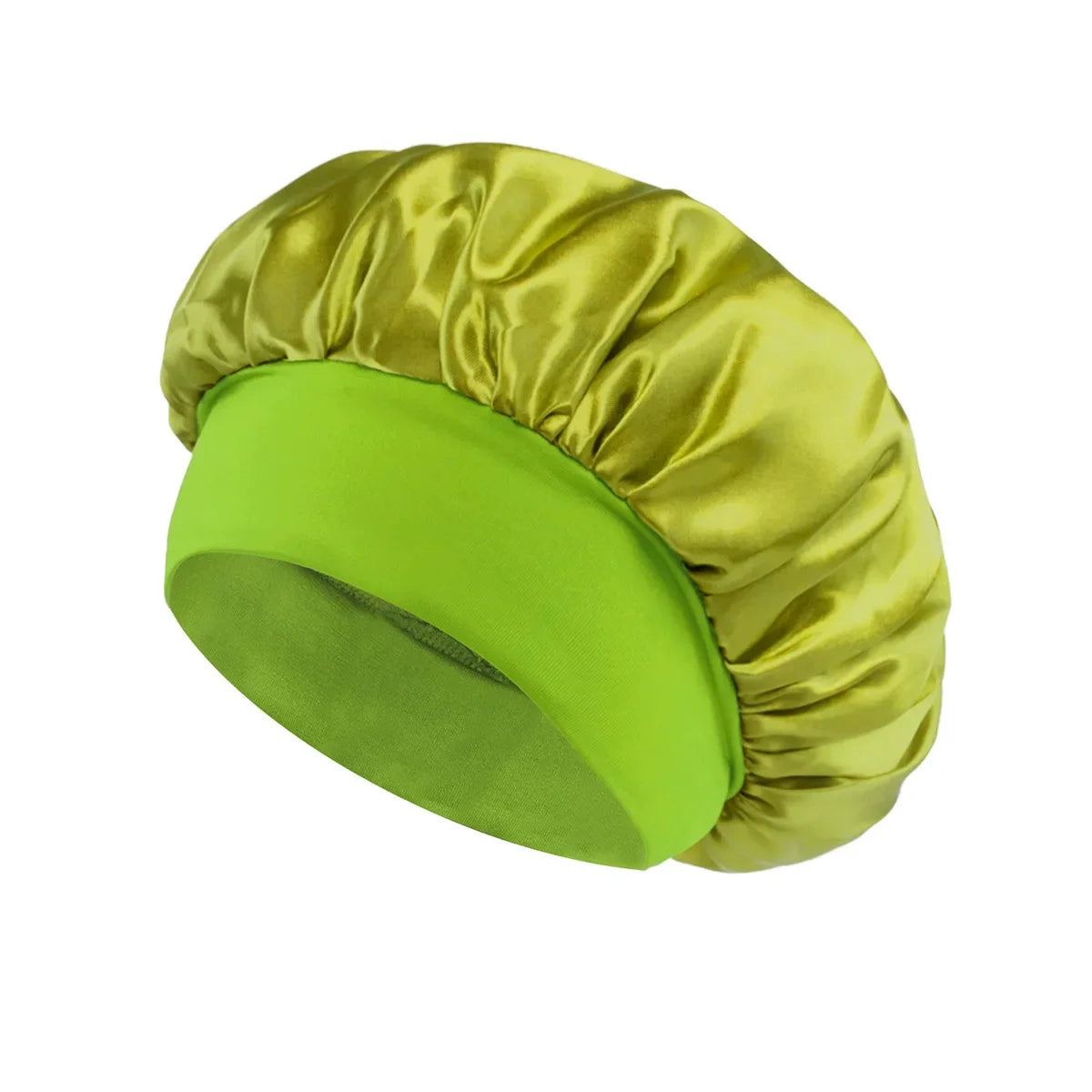Satin Sleep Bonnet – Wide-Brim Hair Care Hat with Elastic Band