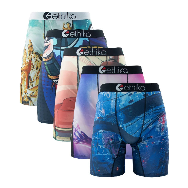 5-Pack Men's Breathable Mesh Boxer Briefs – Plus Size L-3XL Swim Trunks Underwear