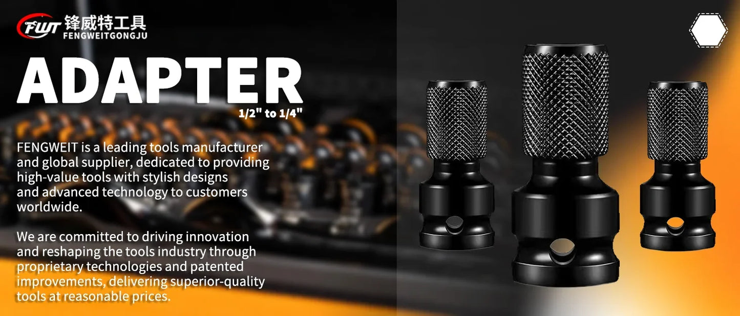 1pc Impact Wrench to Drill Adapter 1/2 to 1/4 Hex Converter Socket Extension Bit Holder for Electric Wrench and Power Tools