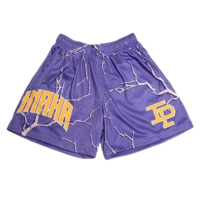 Summer Men's INAKA IP Animal Print Mesh Shorts Drawstring Elastic Waist Breathable Quick Dry Gym Workout Fitness Casual Pants
