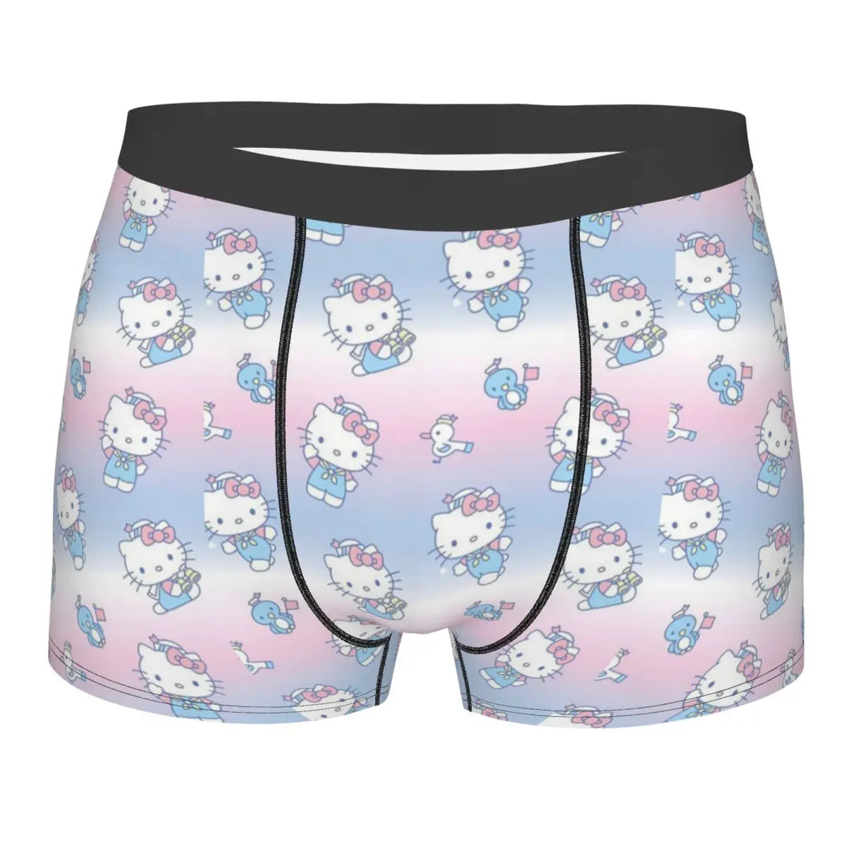 Custom Cartoon Cute Hello Cat Mangas Underwear Men Print Classical Boxer Shorts Panties Briefs Breathable Underpants