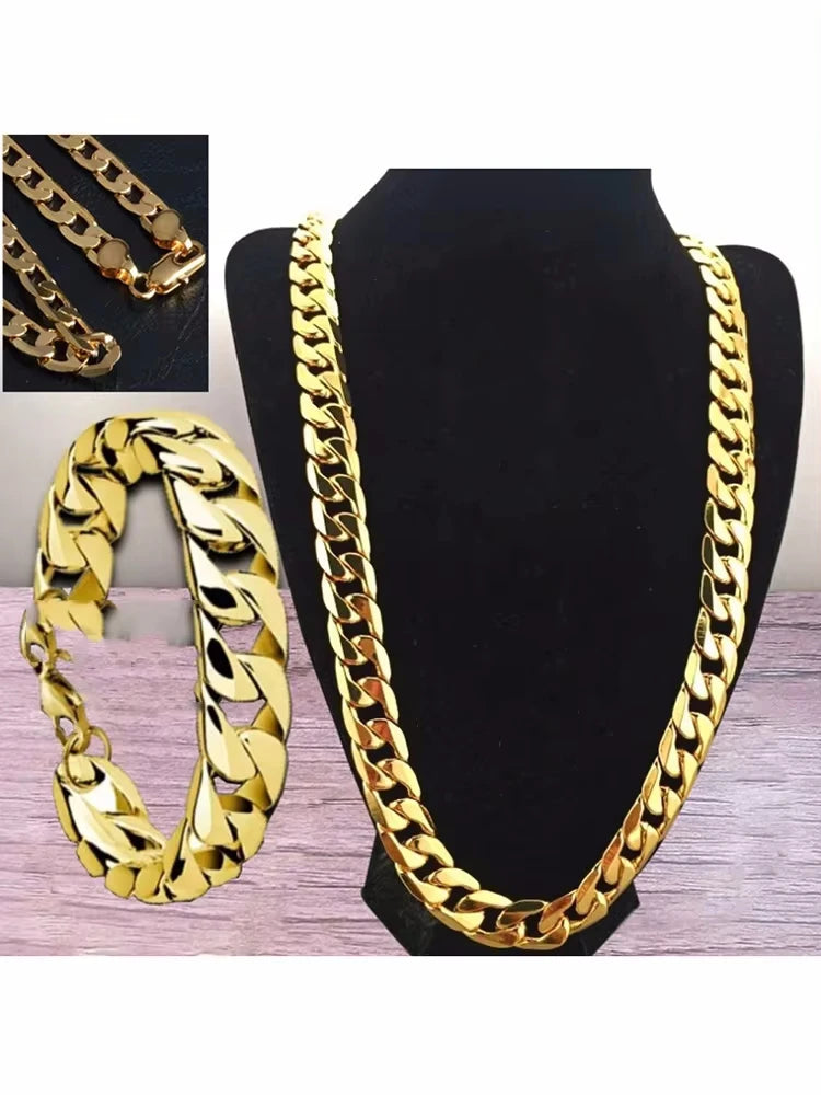 Special offer 18K gold Necklaces 925 Stamp Silver color Classic 8MM50CM sideways chain for Men woman fine Jewelrys Wedding party