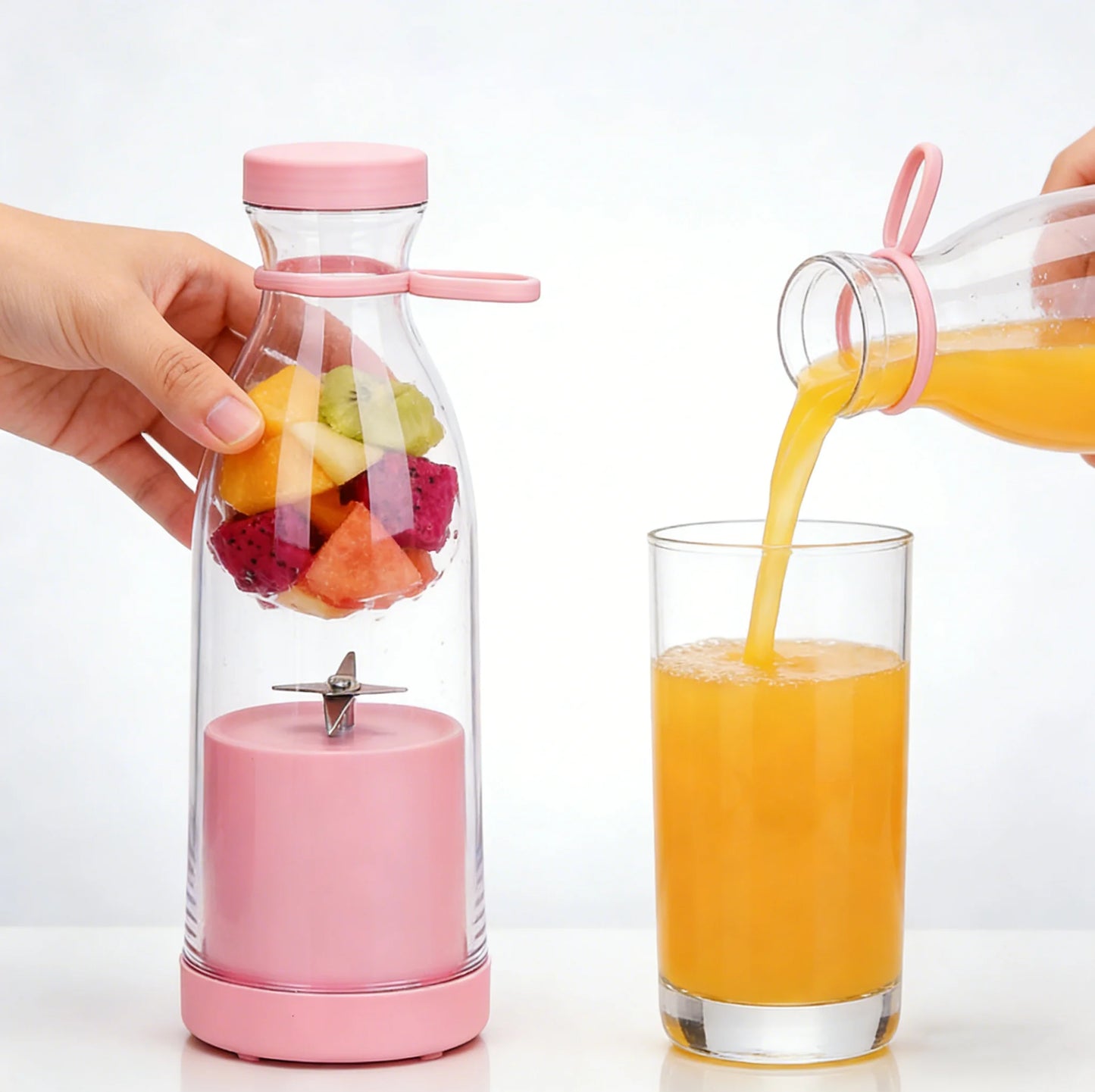 420ml Electric Juicer Mini Wine Bottle Blender Fruit Mixers 6 Blades Charging Juicer Cup Small Household Portable Juicer Blender