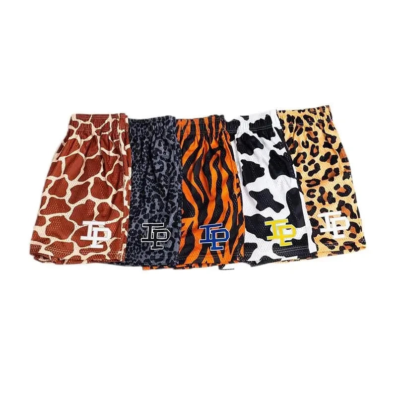 Summer Men's INAKA IP Animal Print Mesh Shorts Drawstring Elastic Waist Breathable Quick Dry Gym Workout Fitness Casual Pants