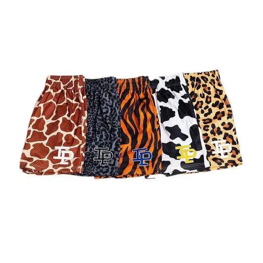 Summer Men's INAKA IP Animal Print Mesh Shorts Drawstring Elastic Waist Breathable Quick Dry Gym Workout Fitness Casual Pants