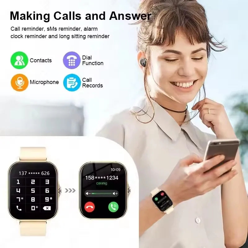 Full Touch Screen Fitness Smart Watch | Bluetooth Call, Heart Rate & Sleep Tracker