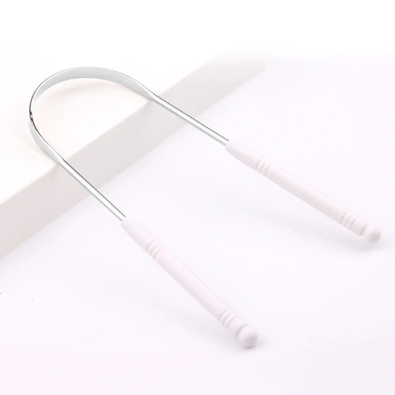Stainless Steel Tongue Scraper Set For Adult Ergonomic Metal Tongue Cleaner Oral Brush U-shape Easy To Clean Reduce Bad Breath
