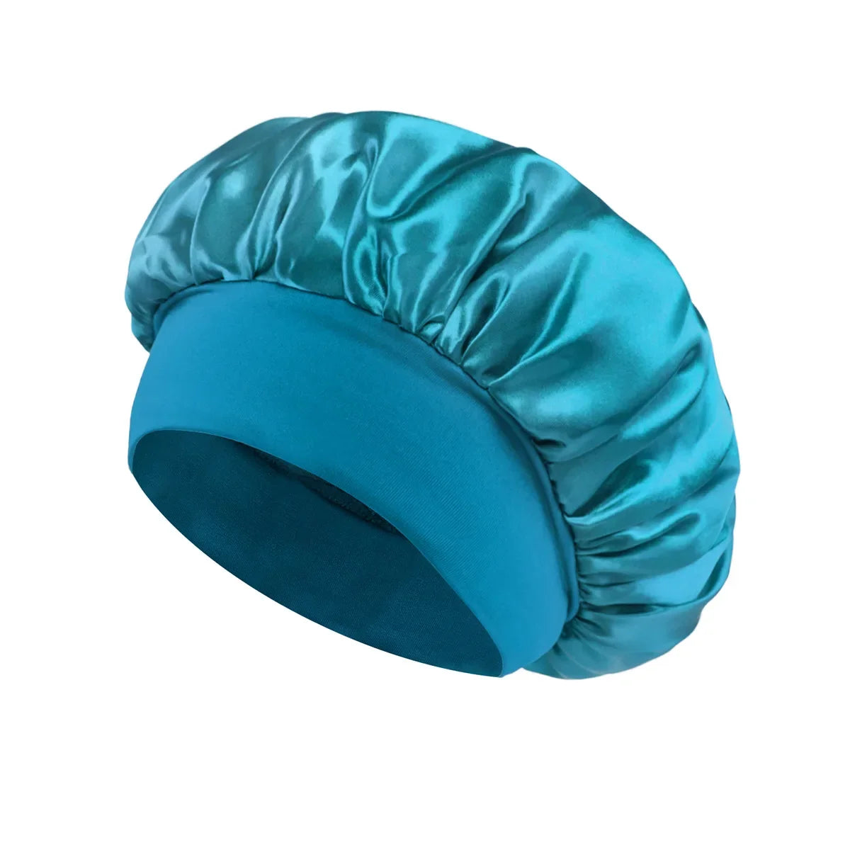 Satin Sleep Bonnet – Wide-Brim Hair Care Hat with Elastic Band