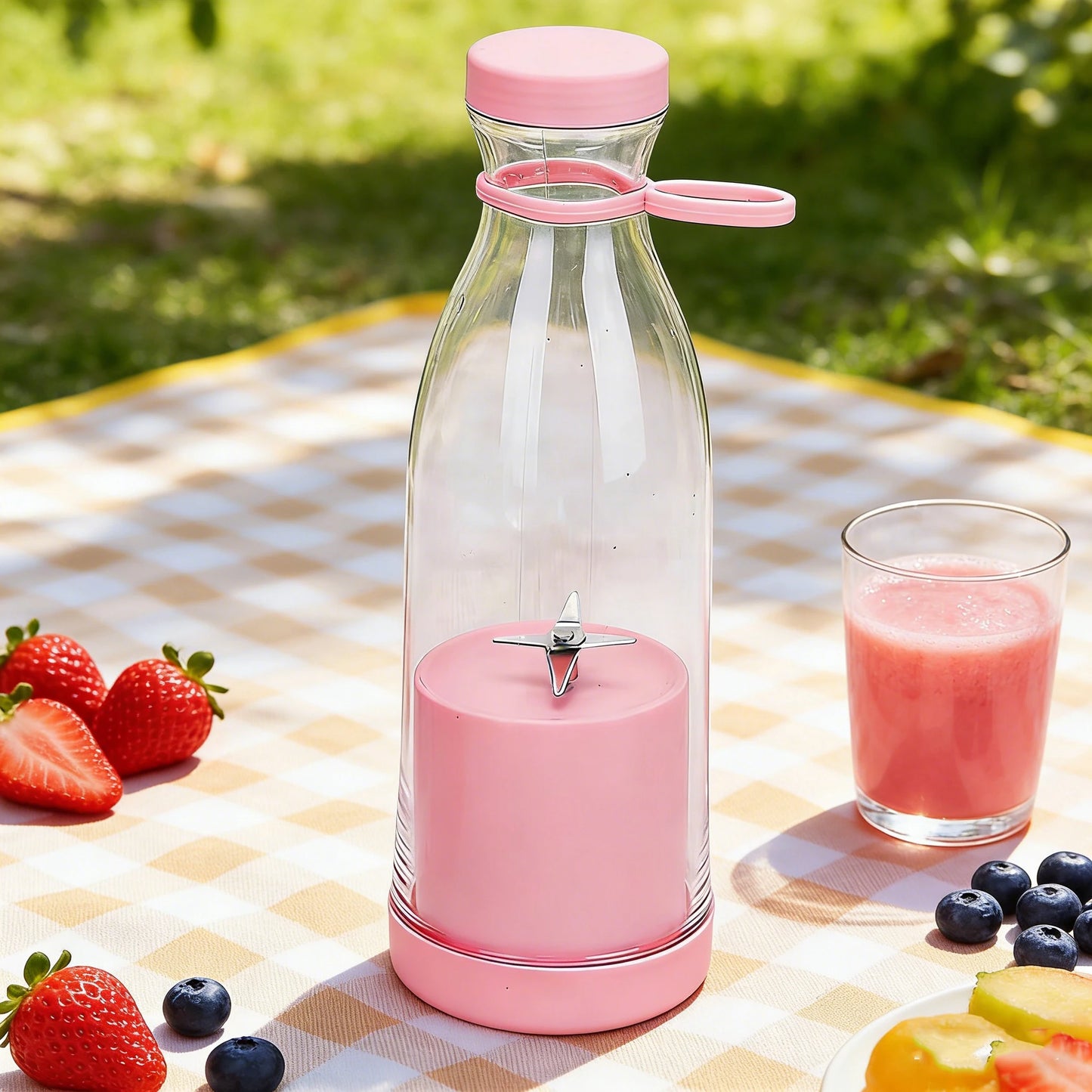 420ml Electric Juicer Mini Wine Bottle Blender Fruit Mixers 6 Blades Charging Juicer Cup Small Household Portable Juicer Blender