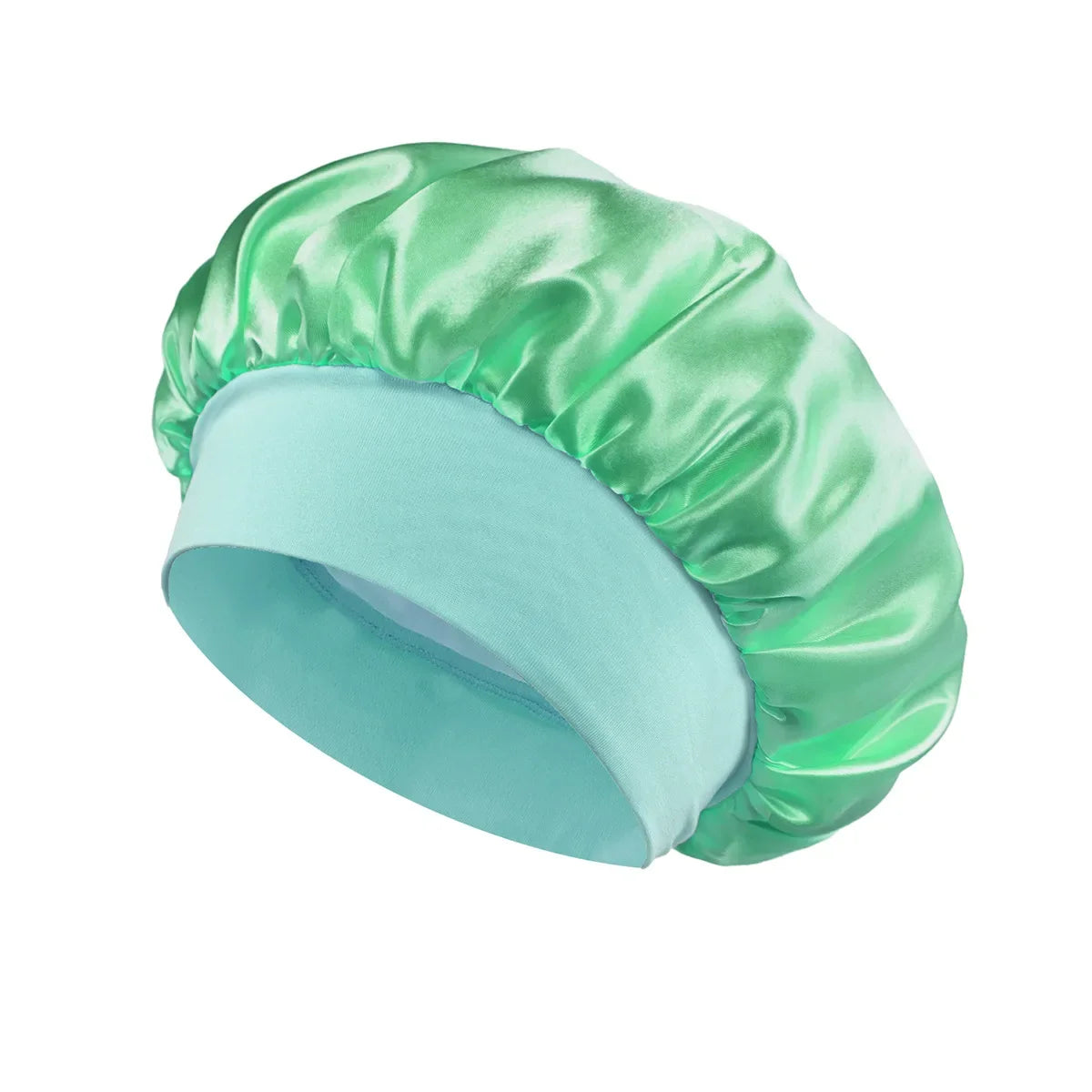 Satin Sleep Bonnet – Wide-Brim Hair Care Hat with Elastic Band