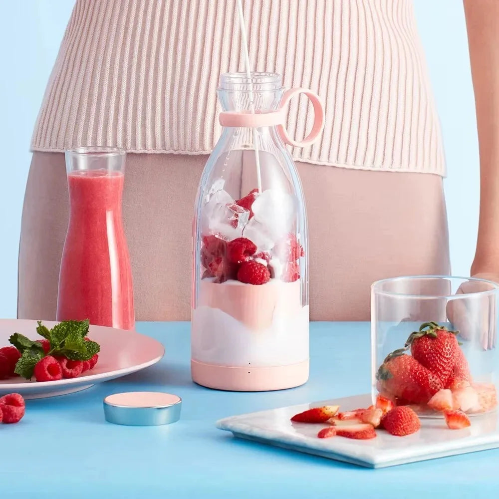 USB Charging Portable Mini Juice Blender Cup Electric Rechargeable with 6 Blades Bottle Design for Travel Office Home Use