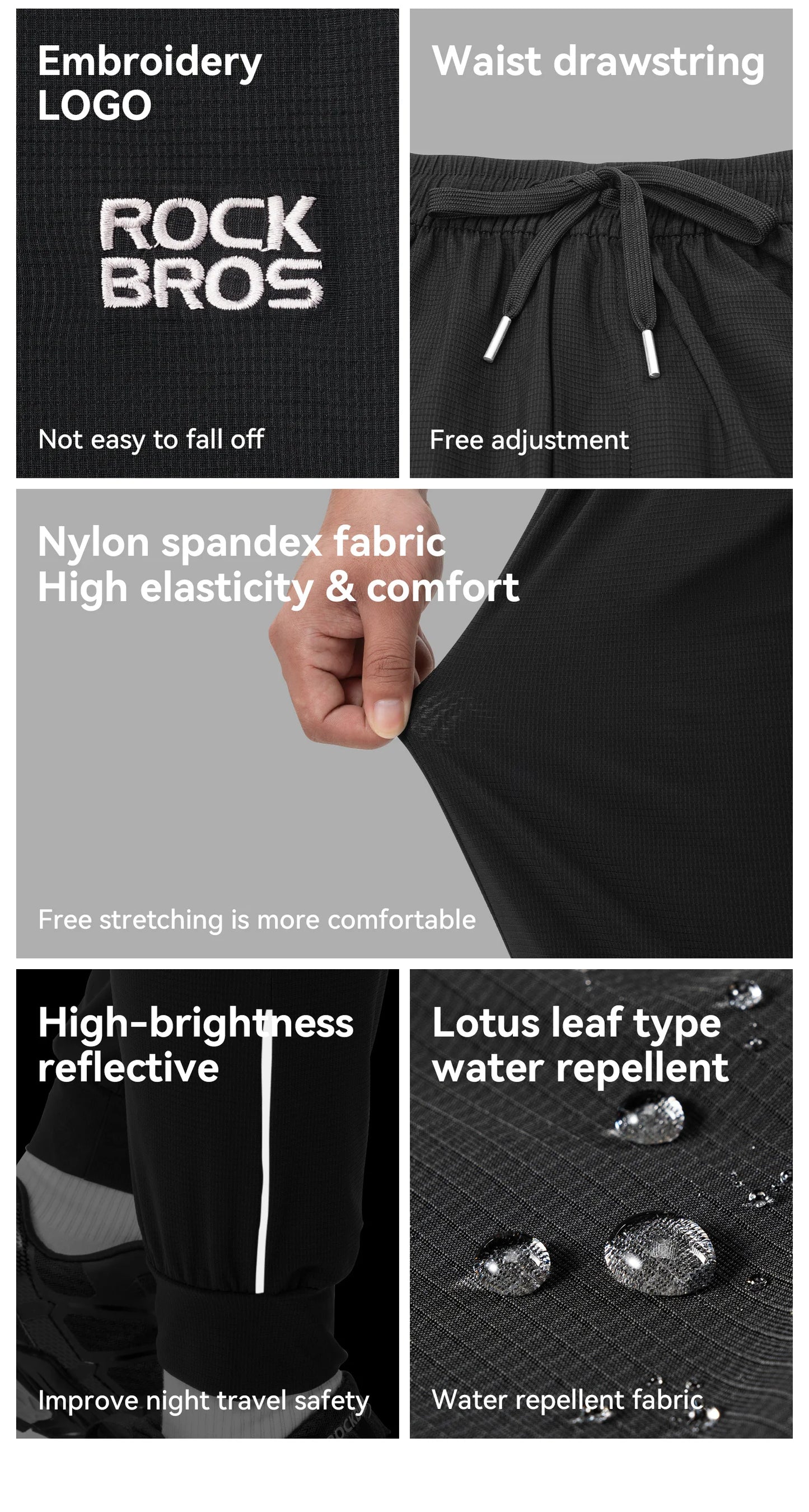 ROCKBROS Summer Sport Thin Pants Running Outdoor Long Trousers Breathable Fitness Casual Riding Bicycle Pants Daily Sweatpants