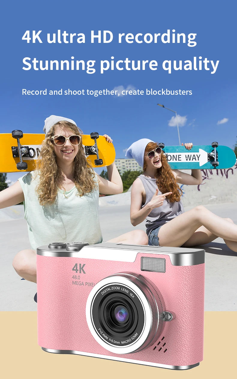 4K Digital Camera – 48MP, HD Rotating Screen, Autofocus & Beauty Mode