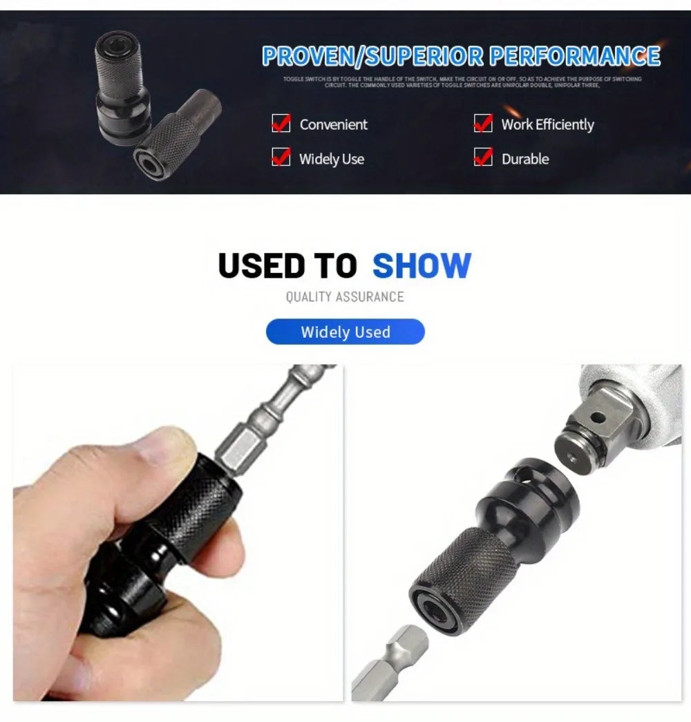 1pc Impact Wrench to Drill Adapter 1/2 to 1/4 Hex Converter Socket Extension Bit Holder for Electric Wrench and Power Tools