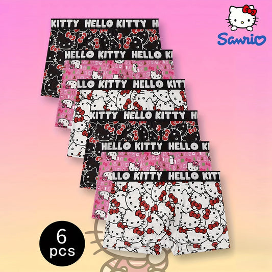 6-Pack Cute Cartoon Print Sports Boxer Briefs – Plus Size Breathable Unisex Underwear