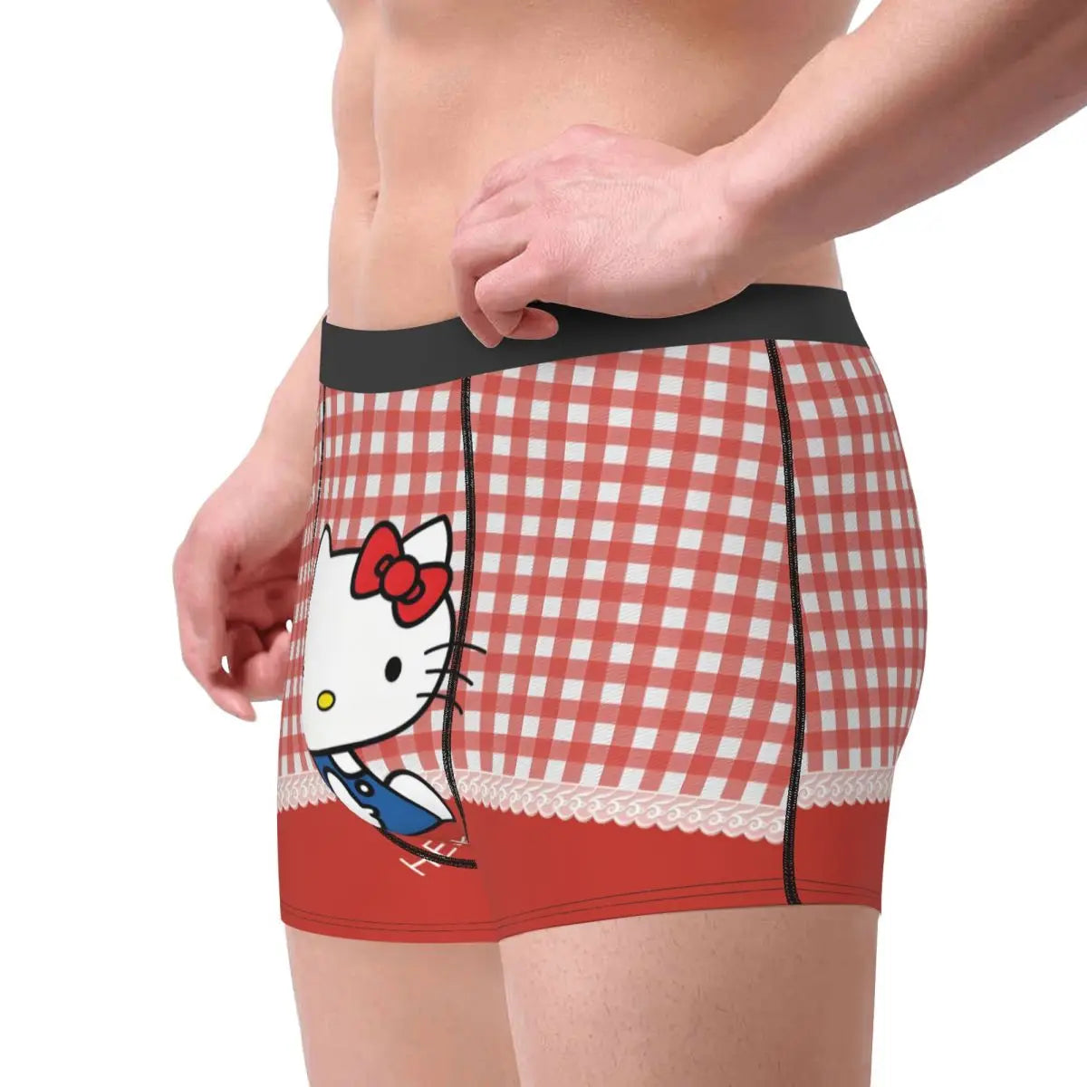 Custom Cartoon Cute Hello Cat Mangas Underwear Men Print Classical Boxer Shorts Panties Briefs Breathable Underpants